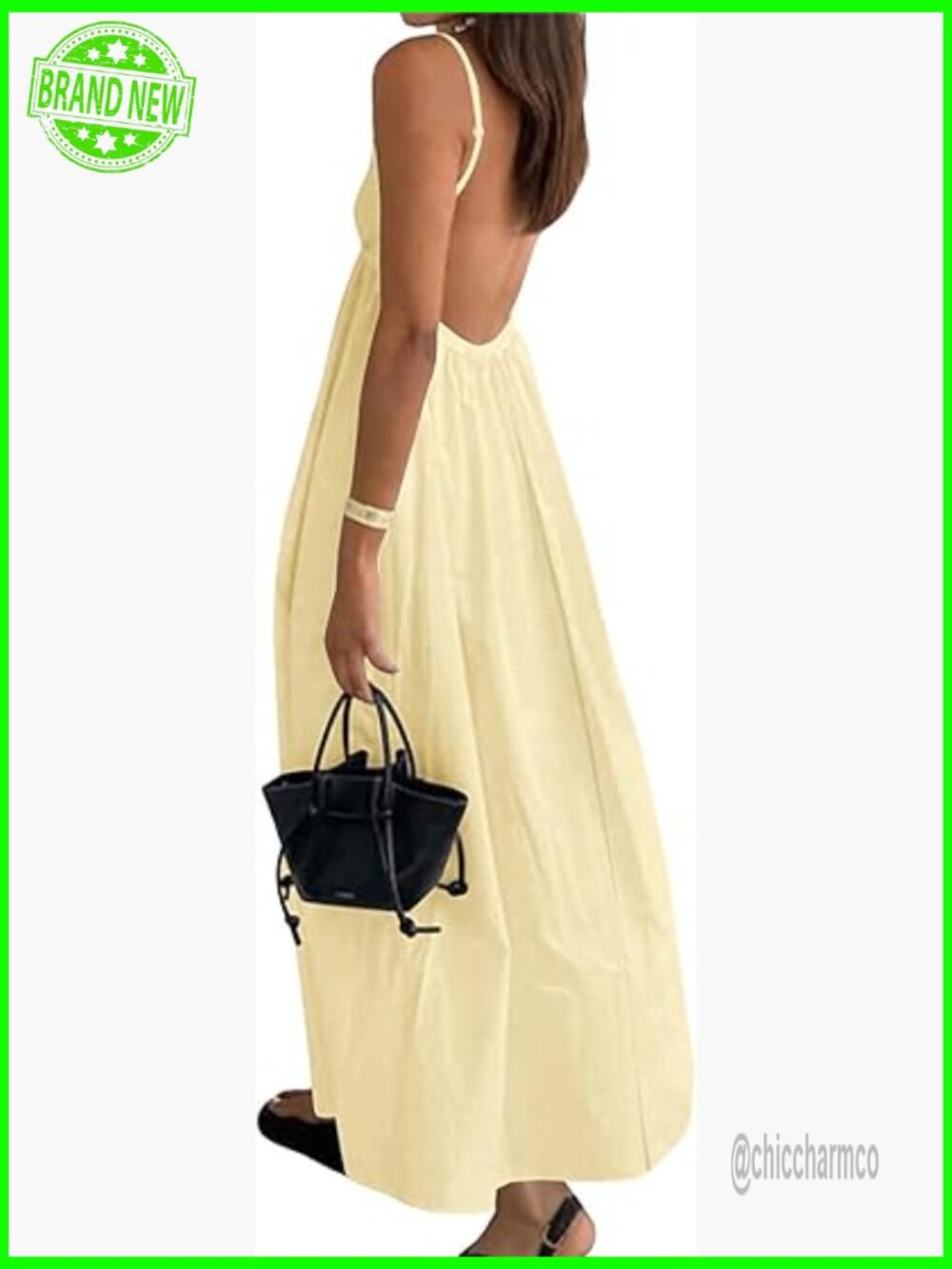 Backless Maxi Dress with Adjustable Straps Flowy Boho Sundress - Picture 1 of 7